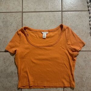 H&M Orange Short Sleeve Crop Top